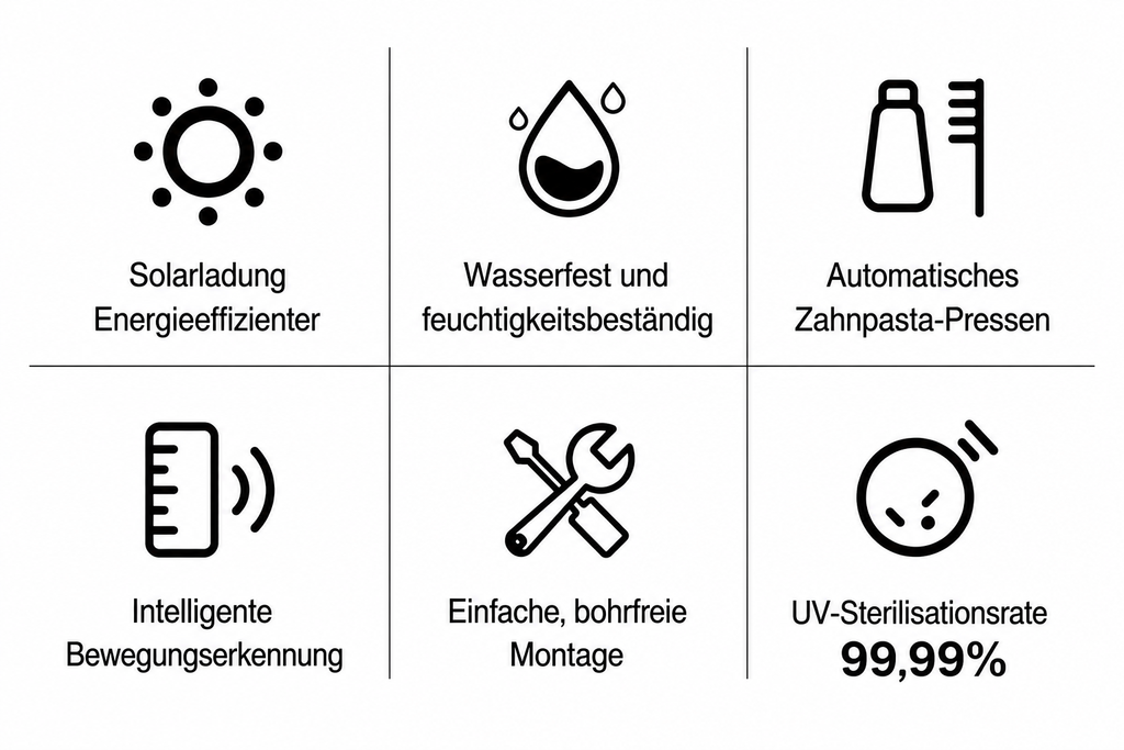UV-Zahnbürstenhalter mit Zahnpastaspender & Sterilisation