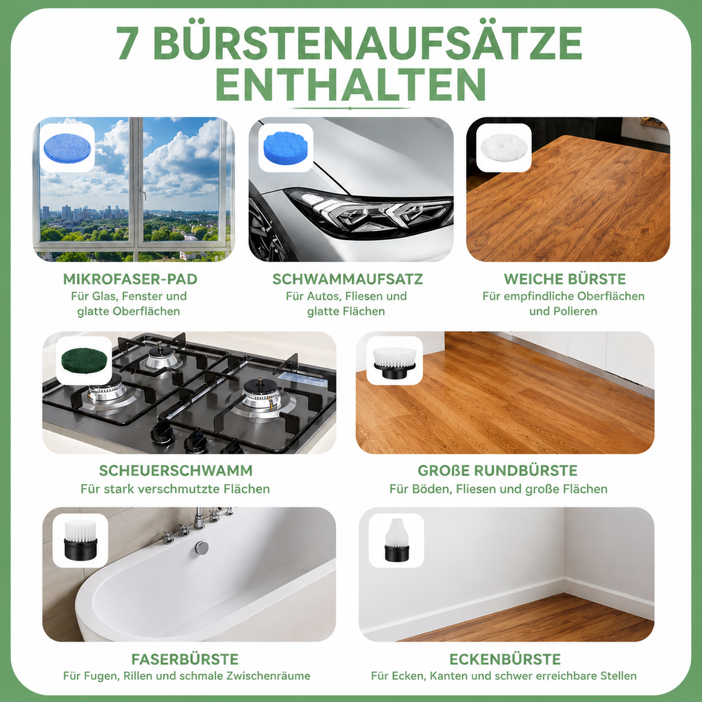 Elektrische Reinigungsbürste 7-in-1 mit Teleskopstiel